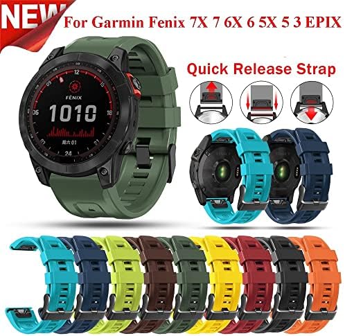 DJDLFA 26 22 ממ סיליקון מהיר מהיר רצועת שעון רצועת שעון עבור Garmin Fenix ​​7X 6X 5X 3HR Watch Stherabit Strap