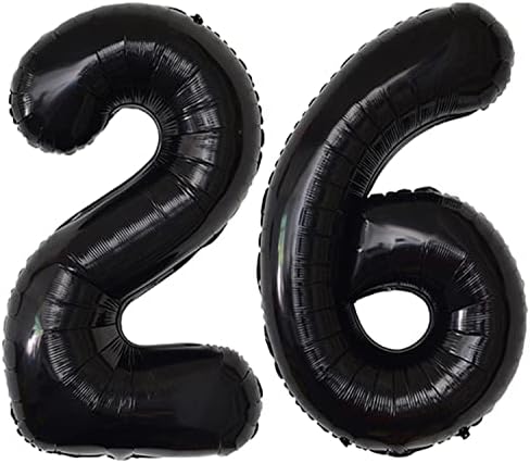אלפים צבעוניים 26 מספר בלון שחור שמח 26 או 62 יום הולדת בלונים נשף בלונים מעצבים לגברים נשים 40 אינץ 'סיל