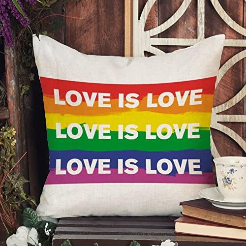 אהבה היא אהבה לזרוק כרית כיסוי כרית ביום האהבה מארז קשת גאווה גאווה לסבית הומוסקסואלית מאותו מין להטבים כיסוי