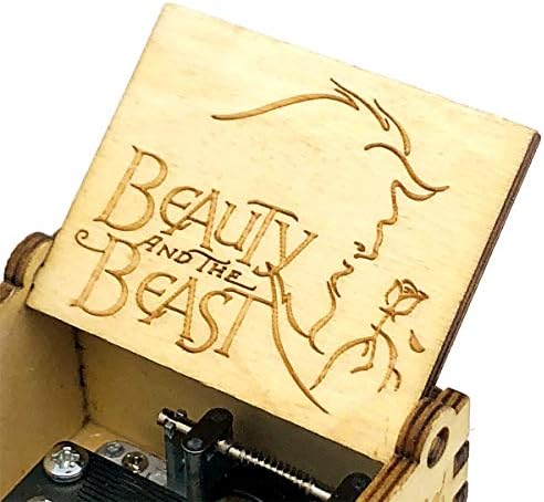 SweetHomegift Beauty and the Beast Box Box מתנות, עץ וינטג 'כננת לייזר לייזר חרוט קופסאות מוסיקה