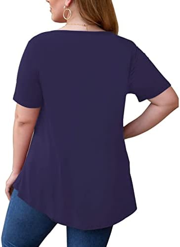 בתוספת גודל להסתיר בטן פרחוני תחרה חולצות לנשים 2023 קיץ קצר שרוול צוות צוואר חולצת טי בכושר רופף משובץ חולצות