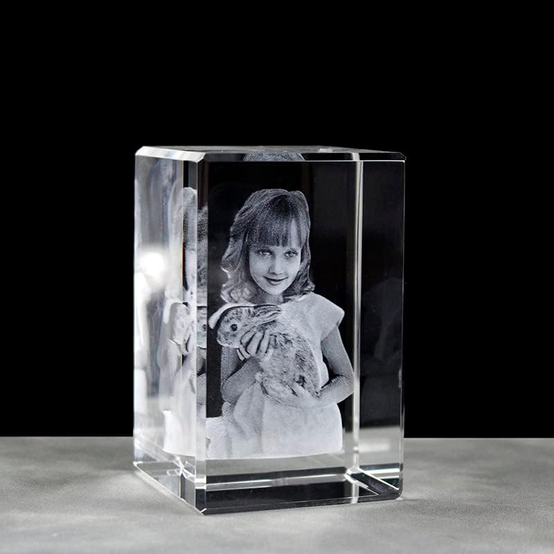 מסגרת צילום קריסטל מותאמת אישית 2D לייזר חרוט חיות מחמד לתינוקות בלוק זכוכית מתנות מיטביות עבורו טבילה חתונה