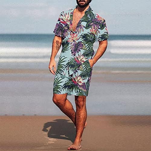 2 חתיכות גברים חולצה הוואי סט רגיל בכושר כפתור שרוול קצר למטה חליפות חולצה חליפות חוף טריקו חוף תלבושות קצרות
