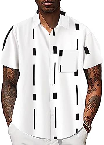 קיץ חולצות לגברים גברים של חולצה קצר שרוולים מודפס כפתור למטה קיץ חוף שמלת חולצות מודפס טי