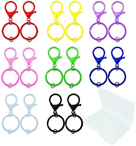 16 יחידות צבע מתכת לובסטר טופר נועלים עם מפתח טבעת מתכת לובסטר אבזם מחזיק מפתחות קליפ מחזיק מפתחות