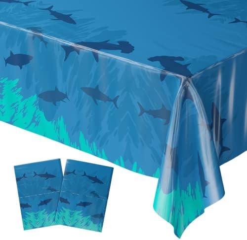 כחול מטעים כריש שולחן מכסה-54 איקס 108 איקס-כריש יום הולדת ספקי צד, כריש שולחן בד, כריש המפלגה, תחת