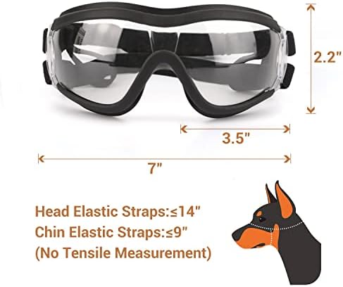 משקפי מגן לכלבים של פטלסו - משקפי הגנה לעיניים לכלבים גדולים משקפי שמש אטומים לרוח לכלב בינוני גדול,