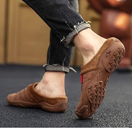 נעלי בית GPPZM נעליים חורפיות לגברים, נעלי נעלי בית רכות נעלי כותנה נעלי כותנה פליס חמות אנטי-החלקה