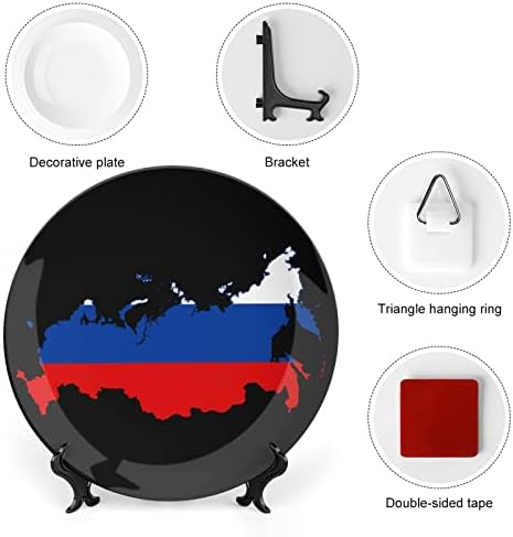 מפת דגל של רוסיה עצם קרמיקה סין צלחות דקורטיביות עם קישוטים לתלייה של צלחות ארוחת ערב