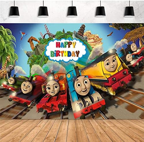 תומאס רכבת קישוטי מסיבת יום הולדת, תומאס מסיבת רקע תמונה עבור רכבת חברים נושא מסיבת רקע אספקת לילדים בנות
