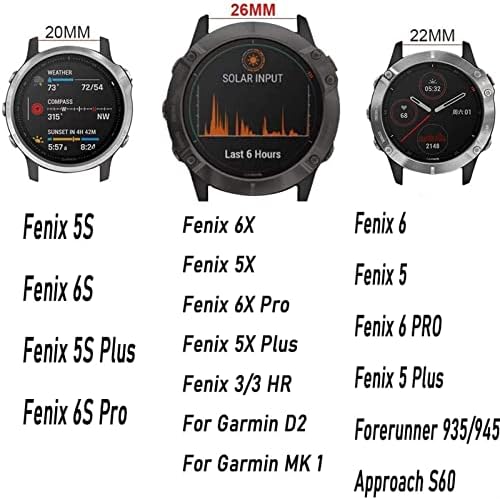Ankang נירוסטה 26 ממ 22 ממ מהיר שחרור מהיר של פס מפרקי כף היד עבור Garmin Fenix ​​6 6x Pro 5x 5 פלוס 3 שעות