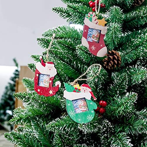 AMOSFUN קישוטי הילדות חג המולד מסגרת צילום קיר תולה מסגרת תמונה מחזיק תליית צילום עץ