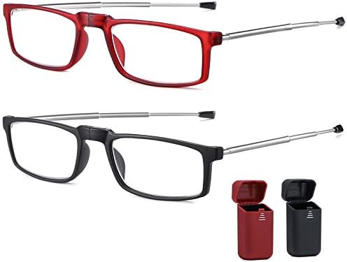 מתקפל קריאת משקפיים משקפיים קומפקטי נייד נוח אור חסימת קוראים לגברים נשים 2 יחידות במקרה