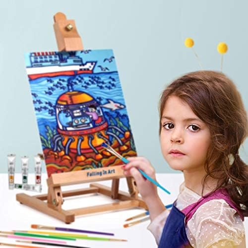 נופל אמנות ציור סט לילדים עם שולחן כן ציור-אקריליק ציור המתנע ערכת עם אמנות חלוק, 12 צבעי אקריליק, 12 מים מסיס