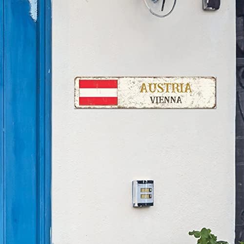 Madcolitote מותאם אישית שלט רחוב אוסטריה כפרי דגל וינה שלטי עץ קישוטי קיר לסלון קיר כפרי אמנות