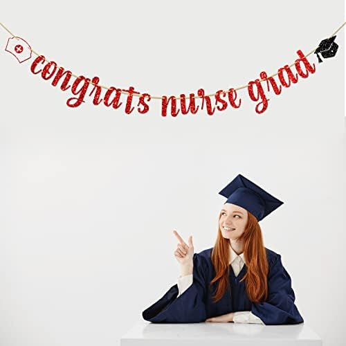 דלאבר אדום נצנצים מזל טוב באנר גראד אחות, 2023 RN/BSN סיום סיום סיום שלט, בית ספר לרפואה/סיעוד ניצול סיום סיום