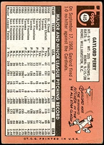 1969 Topps 485 yn Gaylord Perry San Francisco Giants Giants Giants
