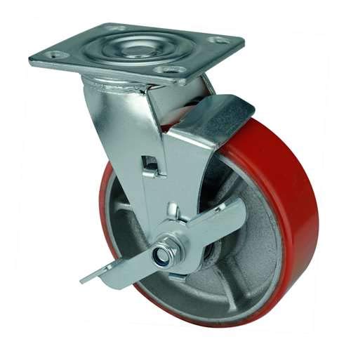 מותג VXB גלגל גלגלים בגודל 5 אינץ '838 קג מסתובב ומרכז בלם ברזל יצוק וקיבולת עומס צלחת פוליאוריטן עליונה = 838