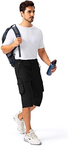 מכנסי קפרי קצרים של פודולה קפרי קלים קלים 3/4 מכנסיים קצרים ארוכים לגברים עם 6 כיסים מטען קיצור לאימון