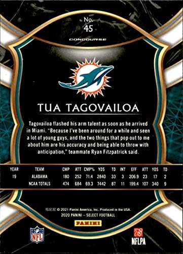 2020 פאניני בחר 45 TUA TAGOVAILOA CONCOURSE RC - כרטיס טירון מיאמי דולפינים כדורגל NM -MT