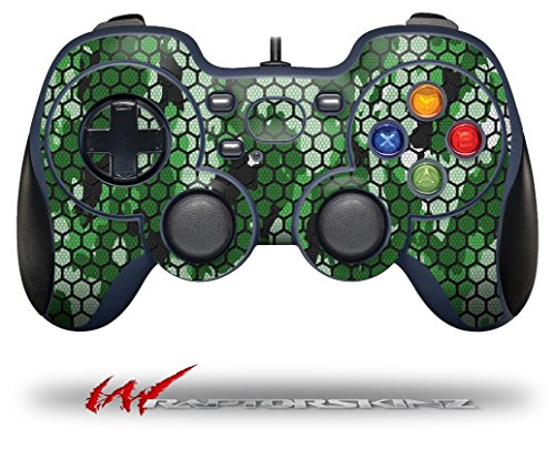 Hex Mesh Camo 01 ירוק - עור בסגנון מדבקות מתאים ל- Logitech F310 Controller Gamepad