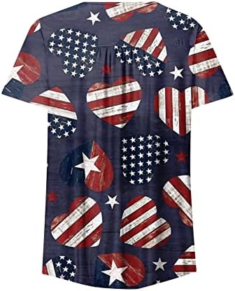Adhowbew 4 ביולי חולצות נשים שרוול קצר נגד צוואר דגל אמריקאי דגל אמריקאי פטריוטי כוכבים חולצות 2023