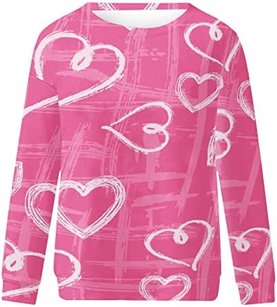חולצות Valentine של Pimoxv לנשים צמרות טוניקה גרפיות גרפיות סווטשירטים לבושיים 2023 חולצת שרוול ארוך