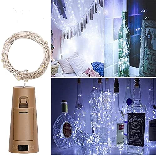 בקבוק יין LED חוט HZHLAO עם פקק נוח ועמיד 20 אורות לבקבוק LED סוללה פקק לחתונה לחתונה לחג המולד ליל כל הקדושים