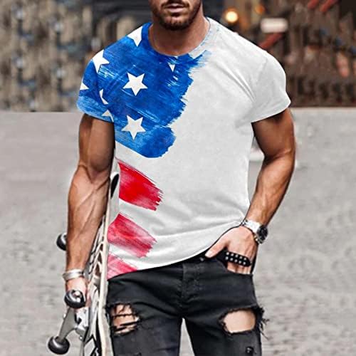 BMISEGM חולצות חוף קיץ לגברים קיץ זכר צוואר עגול עגול יום עצמאות יום עצמאות 3D כותנה חולצות T