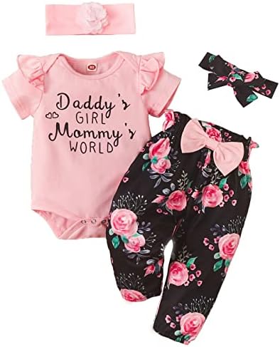 קיסליו יילוד תינוקות תלבושת פרחים תלבושת פרחונית של אבא העולמה של אמא של אמא רומפר רומפר עליון מכנסי חמניות