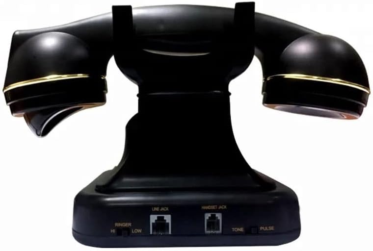 N/A טלפונים קוויים שחורים עם כבלים לטלפון חיוג טלפוני עתיק בסגנון ישן עם טלפון קווי קווי טלפון