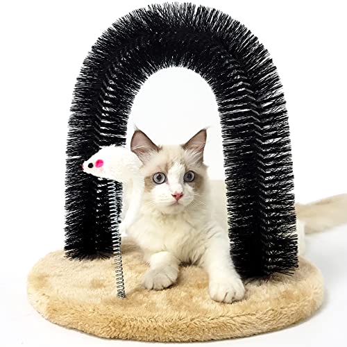 קשת חתול עצמית של Heykitten Cat עם עכבר צעצוע & אולטרה רך כרית חתולים משולבת מיטת חתול