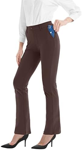 מכנסי שמלת נשים זרוני לולאות חגורה נמתחות מכנסי עבודה נמתחים מכנסי רגל ישר מזדמנים מכנסיים עם