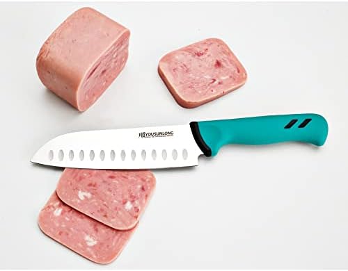 סכין Santoku של Yusunlong - 7 אינץ ' - להב מוליבדן מוליבדן מוליבדן גבוה - סכין חיתוך עיבוד בשר קצבים - ידית ארגונומית