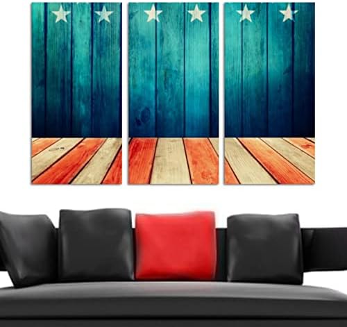 אמנות קיר לסלון, ציור שמן על בד גדול ממוסגר דגל אמריקאי יצירות אמנות לעיצוב חדר שינה ביתי 24 x48