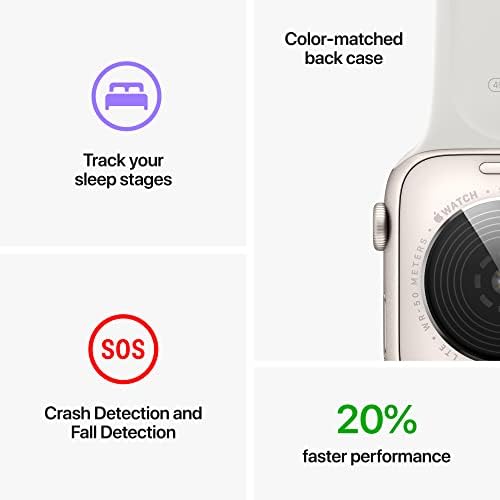 Apple Watch SE GPS + Cellular 44 ממ מארז אלומיניום כסף עם פס ספורט לבן - M/L עם AppleCare +
