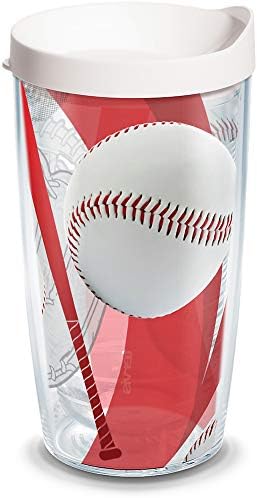 כדורי בייסבול של טרביס אדום & מגבר; כוס רקע מיט עם עטיפה ומכסה לבן 16 עוז, ברור