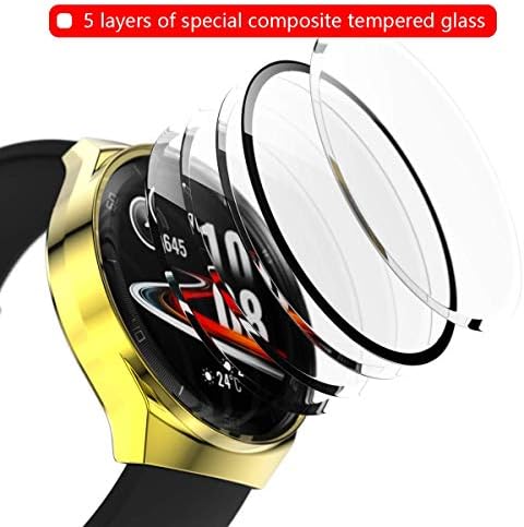מארז כיסוי מלא תואם ל- Huawei Watch GT 2E מגן מסך מארז, מארזי סרטי זכוכית מחוספס