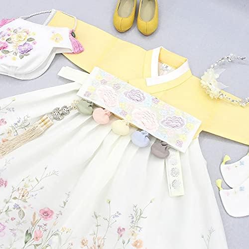 שמלת הנבוק התינוקת קוריאה בגדים מסורתיים בימים 100 עד 13 גילאים DDG02 צהוב חמוד