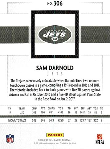 2018 Panini NFL כדורגל 306 SAM DARNOLD NEW YORK JES