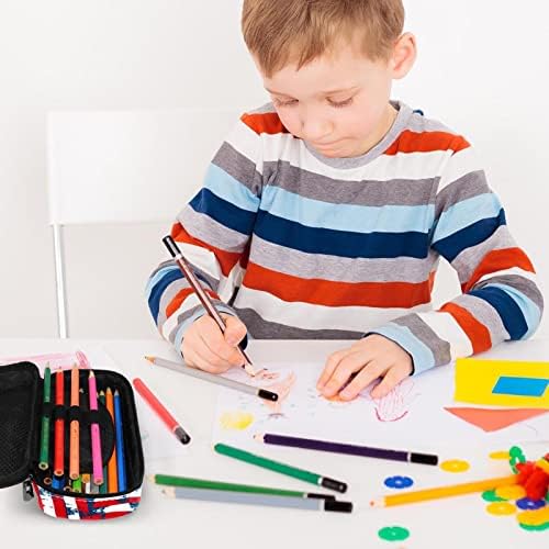 אדמיון עיפרון פס דגל דגל עט משרד שקית בית ספר שקית שקית תיבה, שקית עיפרון ניידת 7.5x3x1.5in