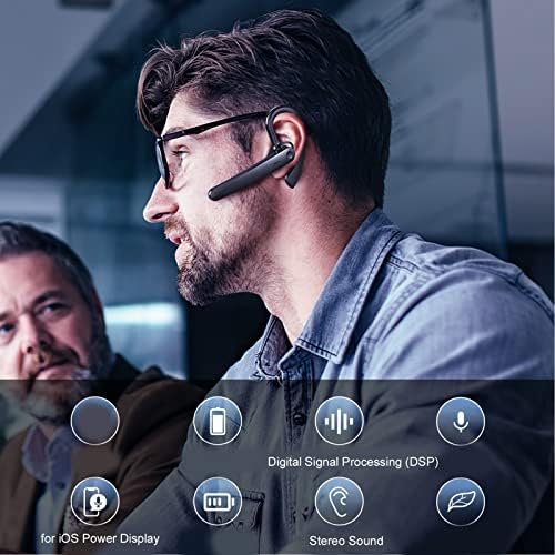 אוזניות אלחוטיות Bluetooth5.0, אוזניות אוזניות יחיד אלחוטיות עם ביטול רעש, v5.0 אולטרה -יד אוזניות בחינם לנהיגה
