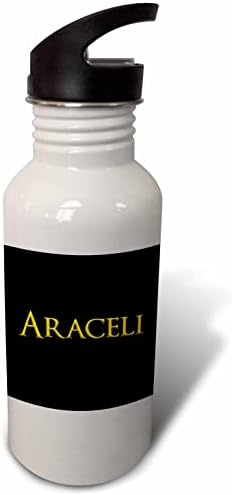 3drose Araceli, שם נשית נפוצה באמריקה. צהוב על מתנה שחורה. - בקבוקי מים
