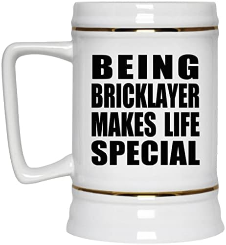 Designsify להיות Bricklayer הופך את החיים למיוחדים, ספל טנקארד קרמיקה של 22oz בירה עם ידית למקפיא, מתנות