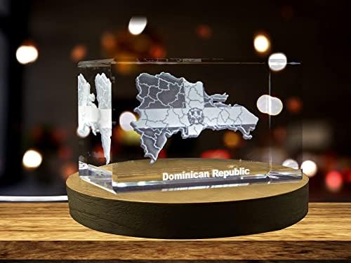 הרפובליקה הדומיניקנית תלת מימד חרוט קריסטל 3D חרוט בקריסטל מזכרת/מתנה/תפאורה/אספנות/מזכרת