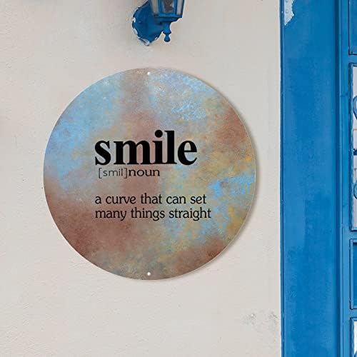 הגדרת חיוך טיפוגרפיה שלט מתכת הגדרת חיוך הגדרת דלת ברכה שלט דלת מותאם אישית ציטוט קיר אמנות וינטג
