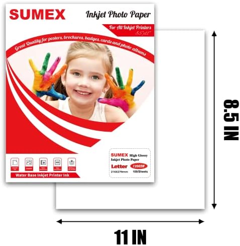 SUMEX 120GSM X100 גבוה מבריק עמיד לריס דיו לנייר צילום צד יחיד 8.5 × 11 אינץ