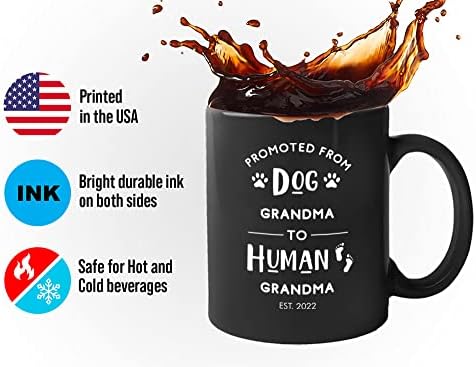 ספל קפה לאוהבי כלבים 11 עוז שחור-מקודם מסבתא לכלבים לסבתא אנושית.2022-הודעת הריון אמא בחוק סבא וסבתא