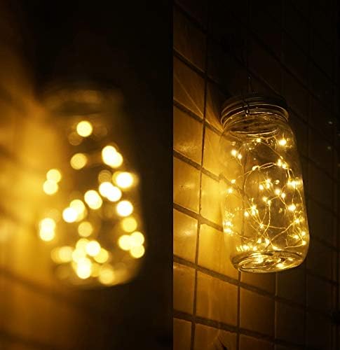אורות צנצנת סולאריים, בגודל גדול בגודל גדול יותר צנצנת מייסון עם 30 נוריות LED פיית גחלילית אורות