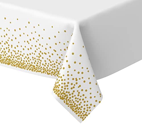 מפת מפת מפלסטיק זהב לבן נצנצים בגד שולחן חד פעמי - שולחנות מלבן מלבן זהב נקודה מפות שולחן עבות